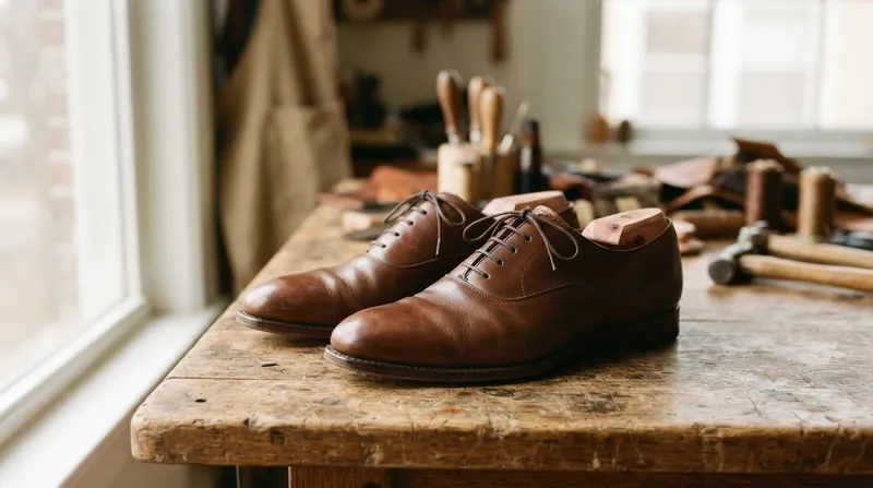 Illustration: Inserting a tree while the leather is still warm prevents walking creases from becoming permanent.