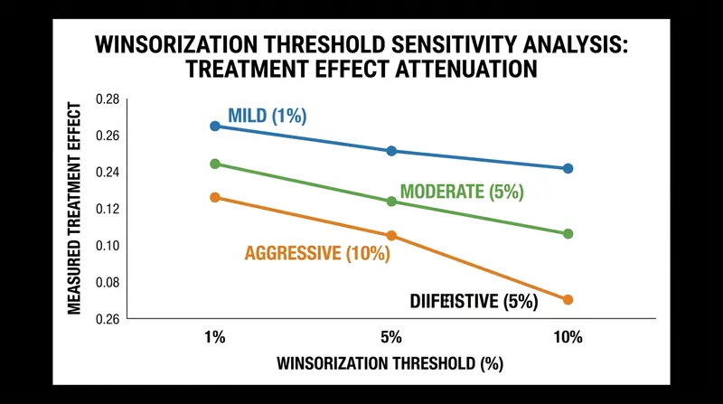 A sensitivity analysis reveals how different capping thresholds alter the measured treatment effect.