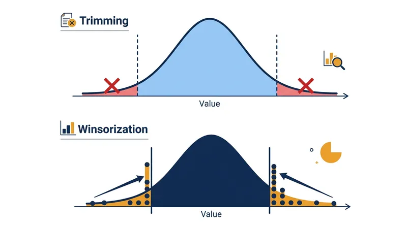 Unlike trimming, Winsorization preserves the sample size by capping extreme values rather than deleting them.