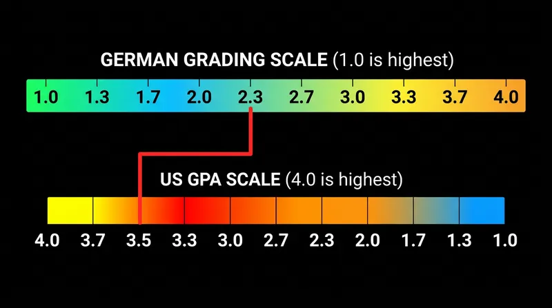 Inverted grading scales, like Germany's, require complex cohort mapping to ensure fair GPA conversion.