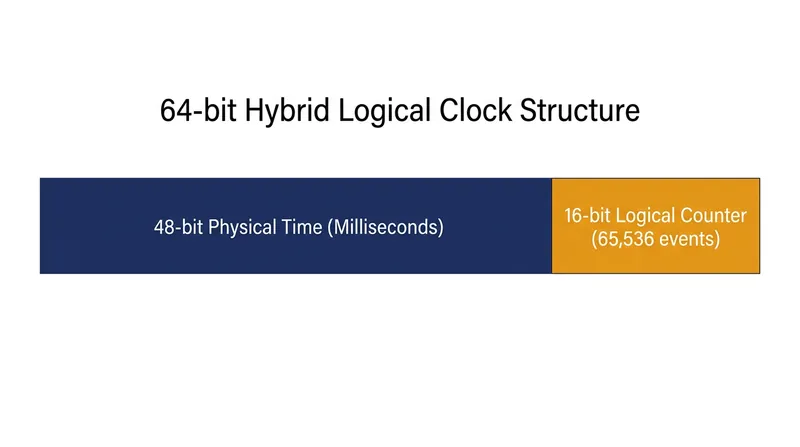 An HLC combines a standard wall-clock timestamp with a monotonic counter to resolve concurrent events.