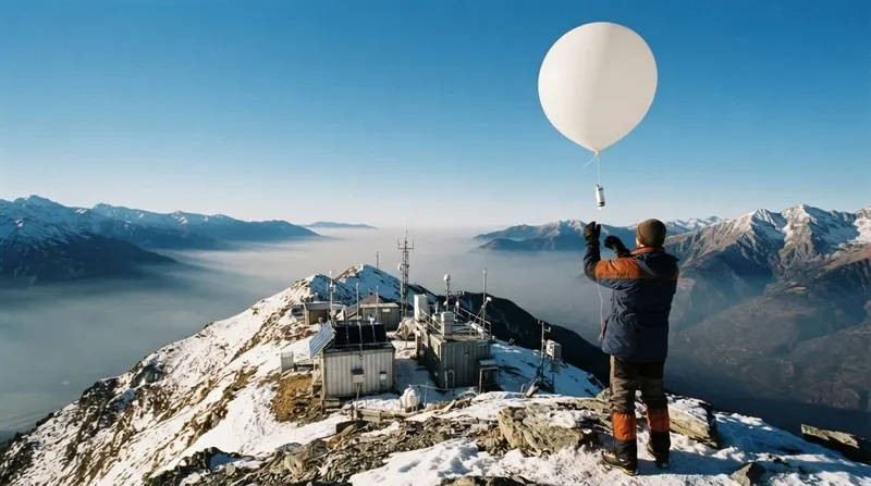 Illustration: Meteorologists use radiosondes to measure the precise altitude where the temperature gradient flips, defining the volume of the trapped air mass.