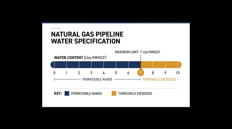 Pipeline operators must reduce water content below 7 lbs/MMSCF to prevent hydrate formation.