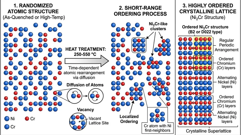 Thermal energy allows chromium atoms to migrate into a highly ordered lattice, altering the wire's electrical properties.