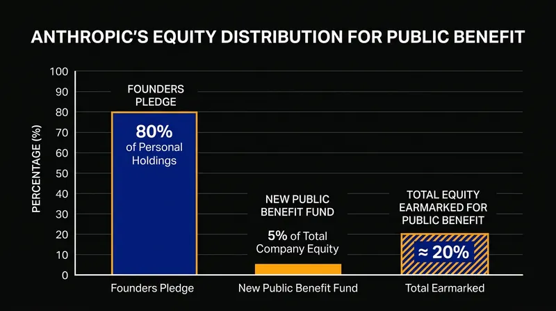 Combined with prior pledges from founders and employees, roughly 20 percent of Anthropic's equity is earmarked for public benefit.