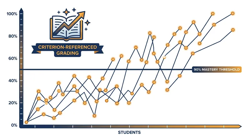 Criterion-referenced systems allow an unlimited number of students to achieve top marks if they meet the standard.