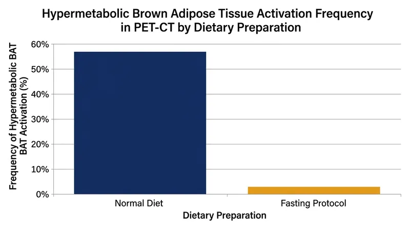 Fasting protocols reliably suppress brown fat activation, rendering the tissue invisible on metabolic scans.