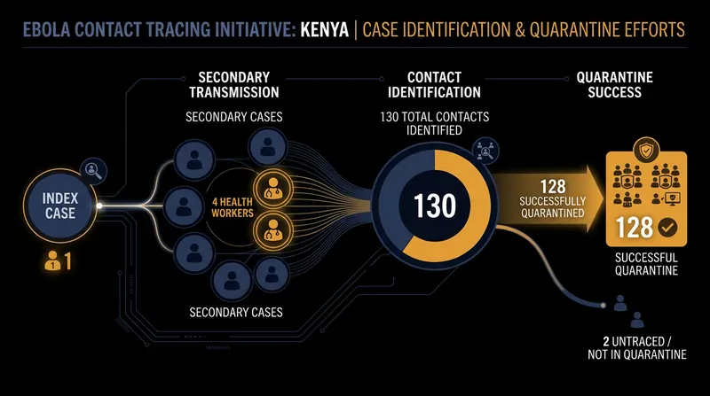 Kenya's contact tracing efforts have isolated 128 individuals linked to the initial patient.