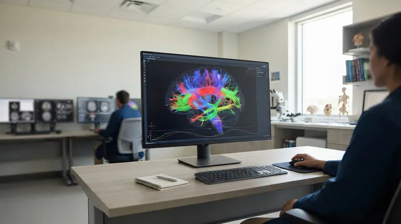 Illustration: Advanced tractography relies on high-resolution MRI scans to map individual neural wiring before surgery.