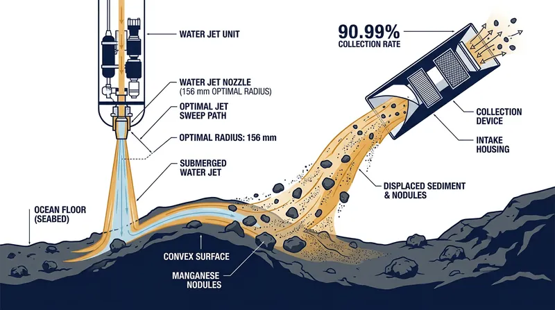 In deep-sea mining, a 156-millimeter Coandă surface generates a pressure gradient strong enough to lift heavy manganese nodules.