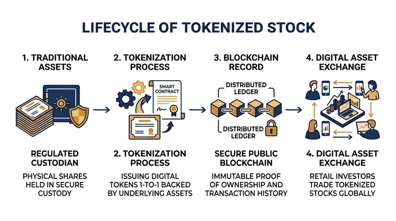 Tokenized stocks are derivatives backed one-to-one by physical shares held in regulated custody.