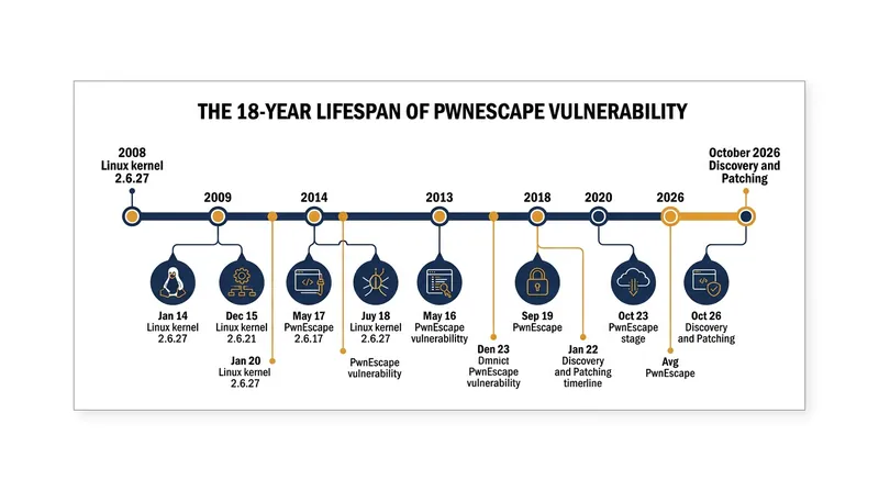 The vulnerable networking code remained undetected in the Linux kernel for 18 years.