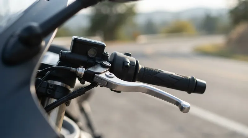 Illustration: The front brake lever acts as a direct control for the motorcycle's suspension height and steering rake.