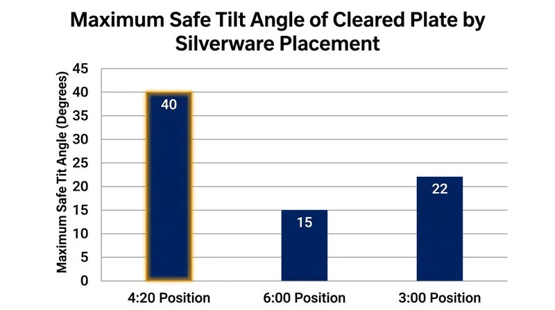 Placing utensils at the four-twenty angle maximizes the plate's stability during transit.