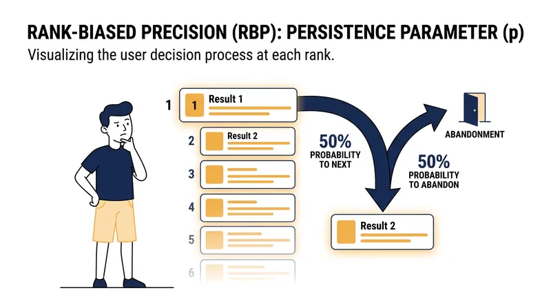 Rank-Biased Precision models the exact probability that a user will abandon a search at each step.