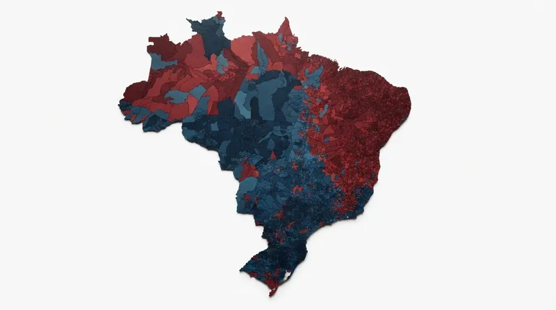 Two political candidates stand at podiums on a brightly lit debate stage in Brazil.