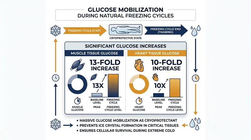 Repeated freeze-thaw cycles in autumn hyper-charge the frog's glucose production.