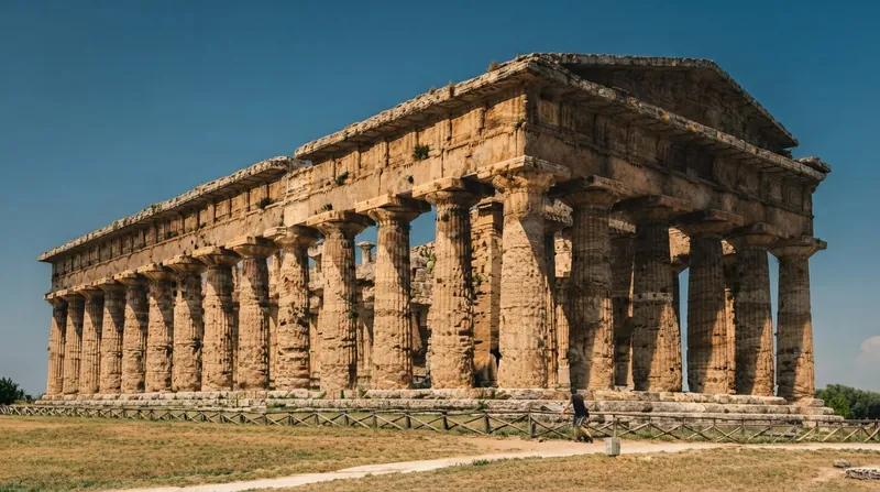 Early Archaic structures, like the Temple of Hera at Paestum, featured an exaggerated and highly visible form of entasis.