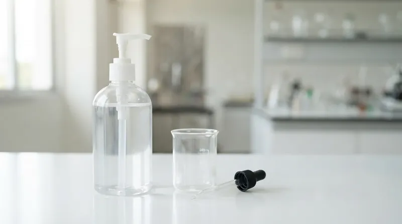 A traveler's hands rubbing a foaming alcohol-free hand sanitizer together inside a bright airport terminal.