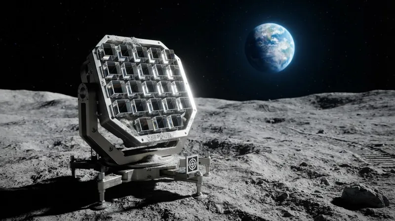 Illustration: The corner-cube retroreflectors placed on the Moon during the Apollo missions remain the most crucial tools for tracking lunar recession.