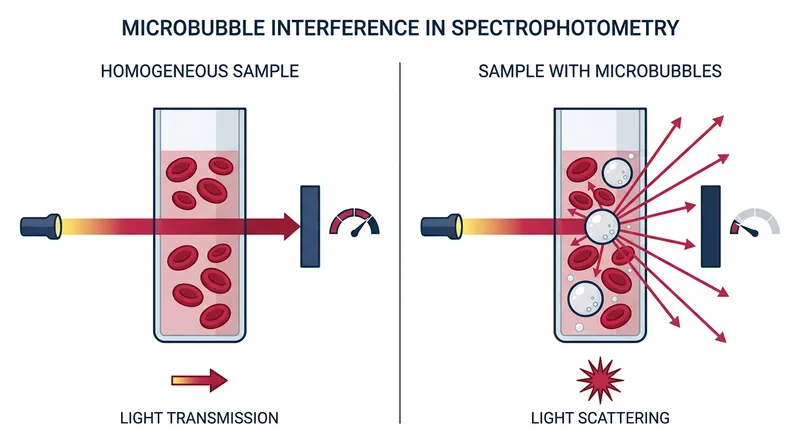 Even a tiny fraction of suspended gas can completely blind an optical hemoglobin sensor.