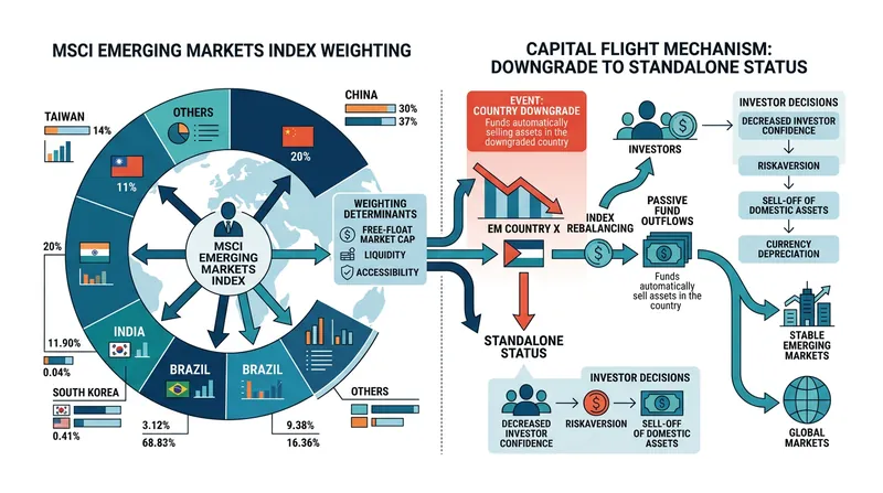 How an MSCI standalone downgrade forces passive index funds to automatically liquidate country-specific assets.
