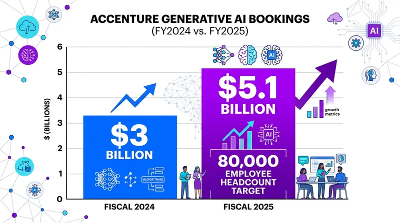 Accenture booked $5.1 billion in new generative AI business during fiscal 2025.