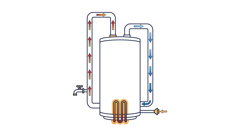 Thermosiphoning creates a continuous convection loop that pulls heat out of the storage tank.