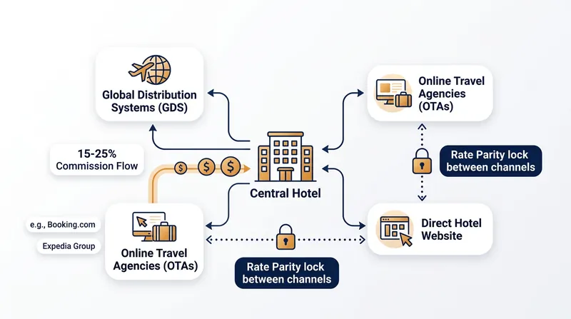 How rate parity clauses lock pricing across the global distribution network.