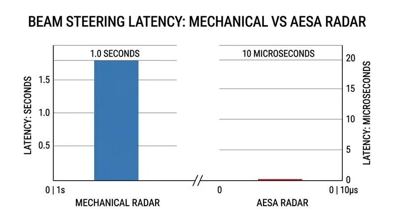 Electronic phase shifting reduces beam-steering latency by a factor of over 10,000 compared to legacy mechanical rotation.