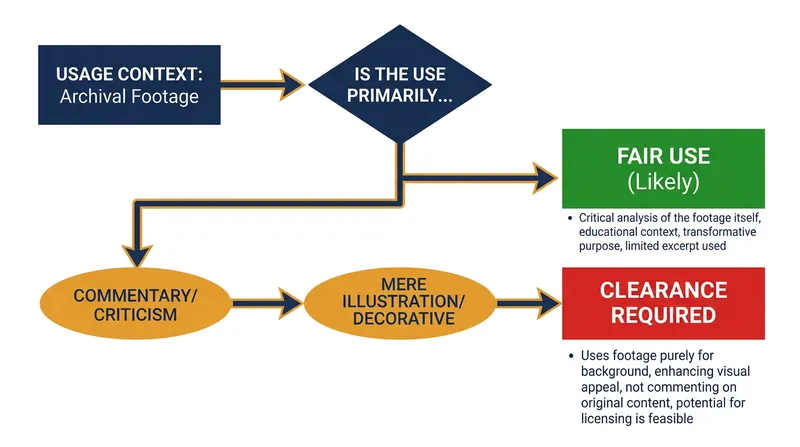 The legal decision tree for evaluating archival footage.