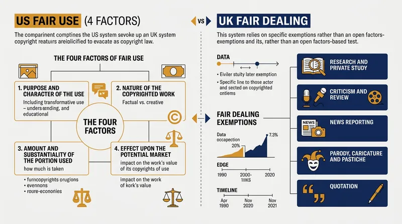 The structural differences between US and Commonwealth copyright exemptions.