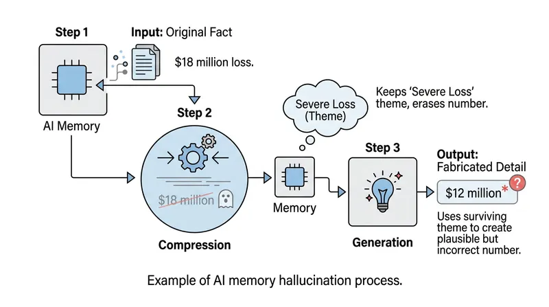 Models confidently generate incorrect numbers because the underlying thematic memory remains perfectly intact.