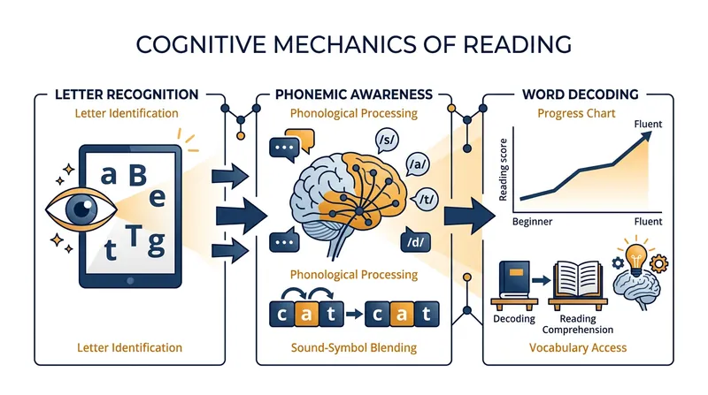 Orthographic mapping allows the brain to bond spelling, pronunciation, and meaning for instantaneous word retrieval.