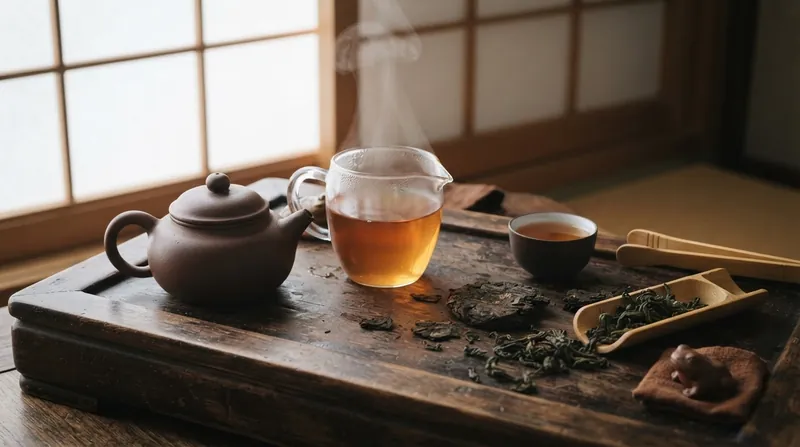 Illustration: Microbial fermentation in aged pu-erh breaks down harsh catechins over time, allowing the tea to withstand a dozen near-boiling infusions.