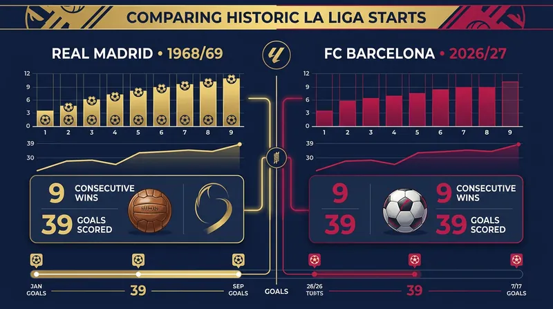 Barcelona's blistering start to the season has matched a Spanish top-flight record that stood for nearly six decades.