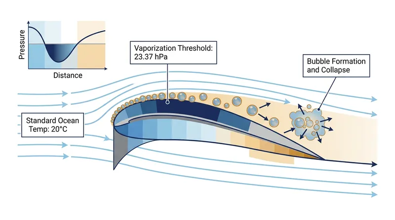 Water boils at ambient temperatures when hydrodynamic pressure drops below 23.37 hectopascals.