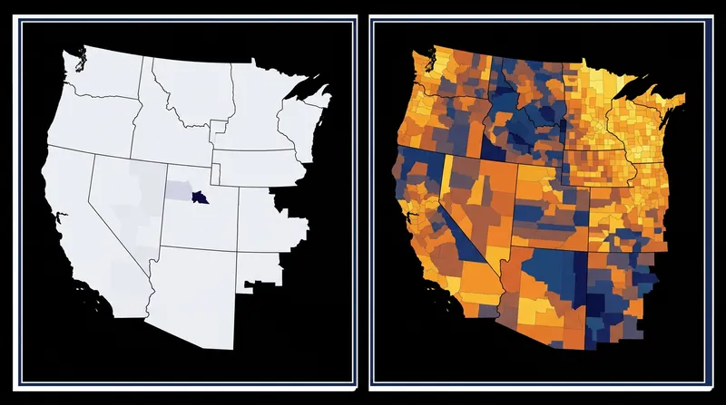 A linear scale (left) masks regional variance, while a truncated scale (right) redistributes the color gradient to reveal median patterns.