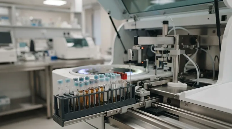Illustration: Modern chemistry analyzers use a colorimetric hemolysis index to detect ruptured red blood cells and automatically reject compromised samples.