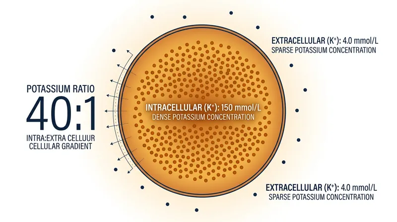 Red blood cells store potassium at concentrations roughly 40 times higher than the surrounding plasma.
