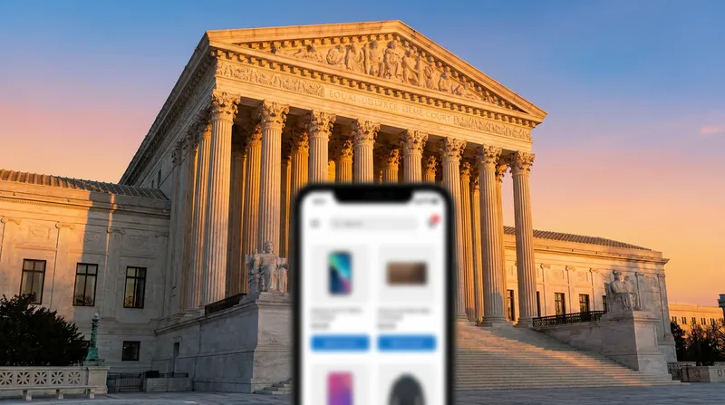The exterior of the United States Supreme Court building in Washington, D.C. under a clear sky.