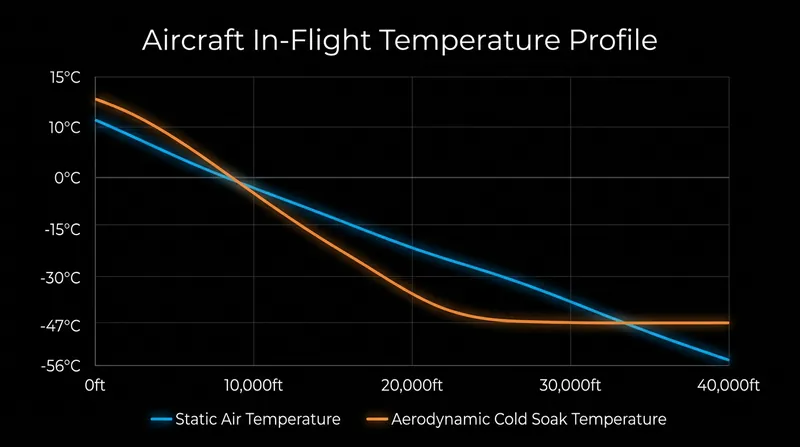Kinetic heating provides a critical 25-degree thermal buffer between the ambient air and the fuel.