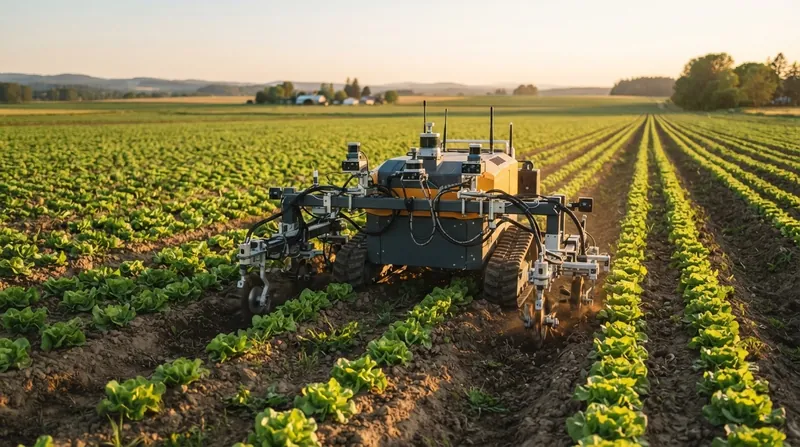 Illustration: Autonomous weeding robots offer a mechanical alternative to broad-spectrum herbicides, bypassing chemical resistance.
