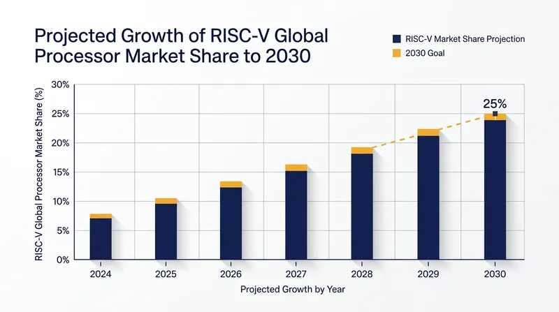 Industry forecasts project RISC-V will capture a quarter of the global processor market by the end of the decade.