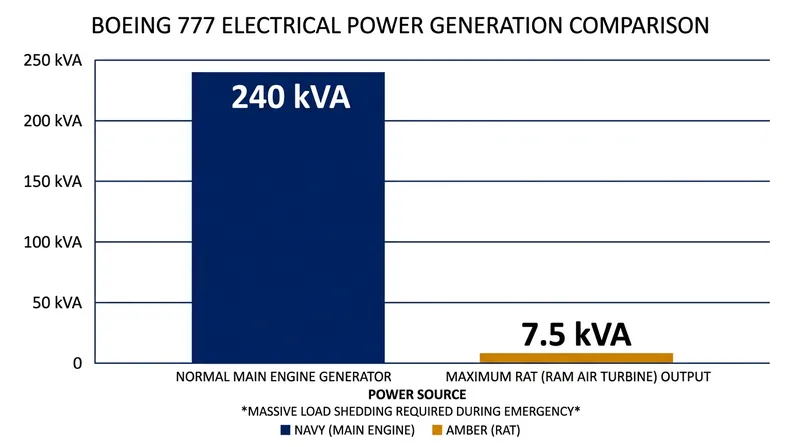 A deployed RAT provides just 3.2 percent of the aircraft's normal electrical capacity.