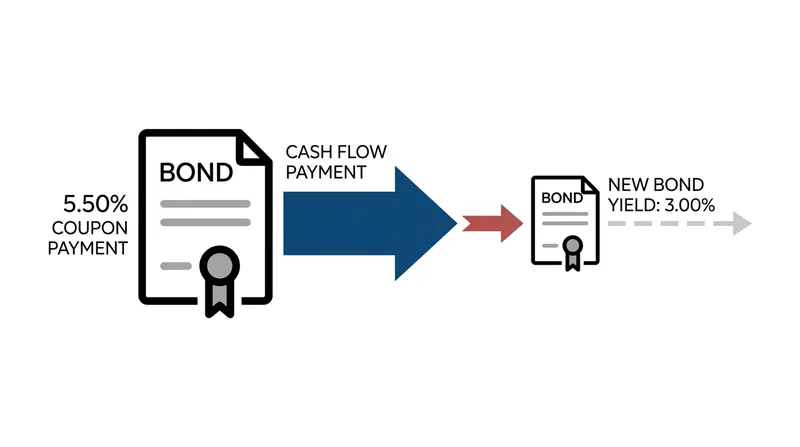 Falling interest rates force investors to reinvest their high coupon payments at lower prevailing yields.