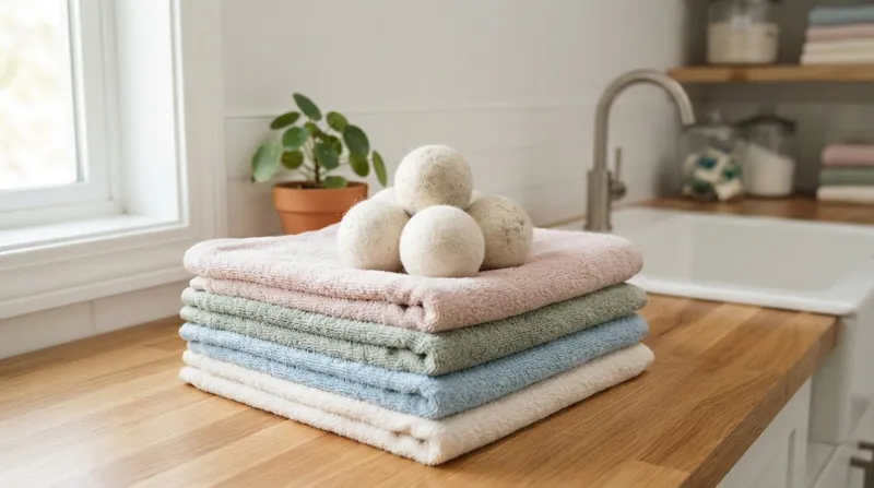 Illustration: Wool is naturally hygroscopic, allowing the balls to absorb and release moisture to buffer humidity and reduce static.