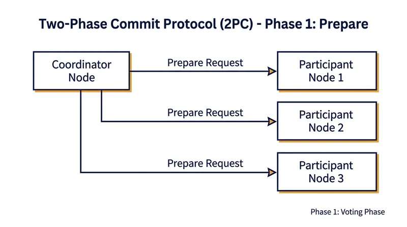 During the prepare phase, the coordinator asks all participating nodes if they can guarantee the transaction's success.