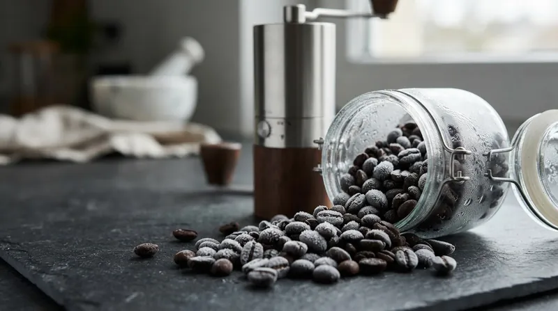 Illustration: Beans must be ground straight from the freezer while they are still brittle to achieve the mechanical benefits of the cold.