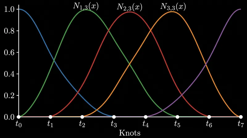 B-splines act as localized mathematical building blocks that allow additive models to capture complex, non-linear patterns.